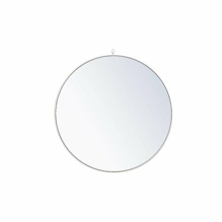 ELEGANT DECOR 36 in. Metal Frame Round Mirror with Decorative Hook, White MR4061WH